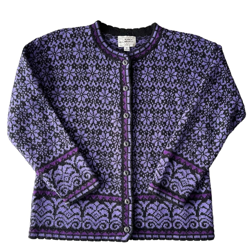 Alpaca Imports Snowflake Fair Isle Cardigan | MEDIUM